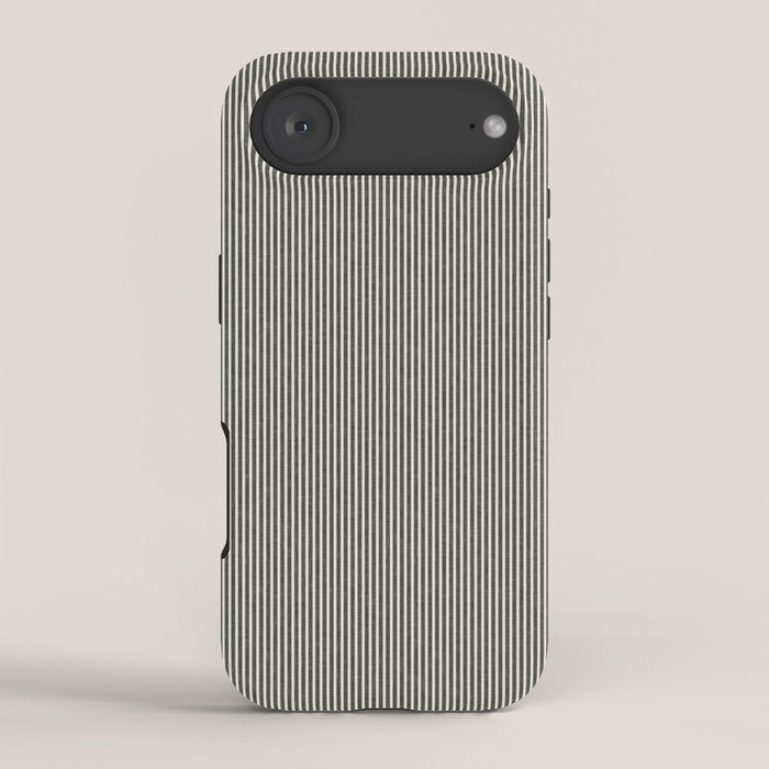 linen textured stripes - olive green iPhone Case Gallery Image 2