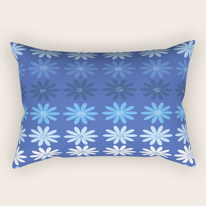 Ombre Abstract Daisies on Cobalt Blue Rectangular Pillow Gallery Image 1