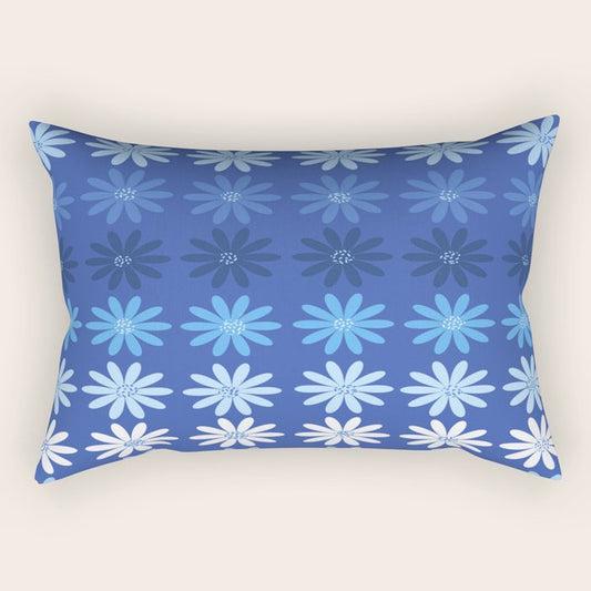 Ombre Abstract Daisies on Cobalt Blue Rectangular Pillow Gallery Image 1
