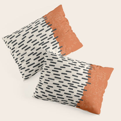 Mid Century Modern Minimalist Rothko Inspired Color Field Red Rain With Lines Geometric Style Pillow Sham Gallery Image 3