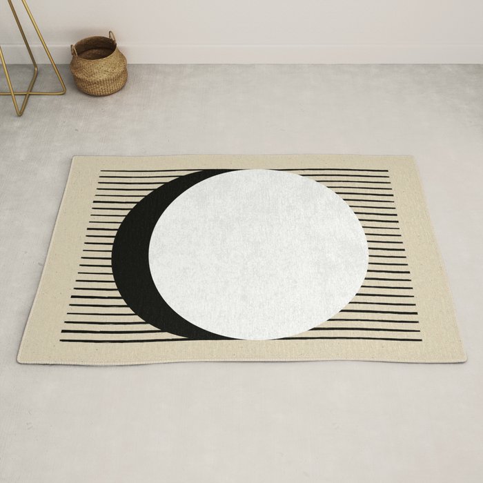 Circle black and white Stripes Rug Gallery Image 2
