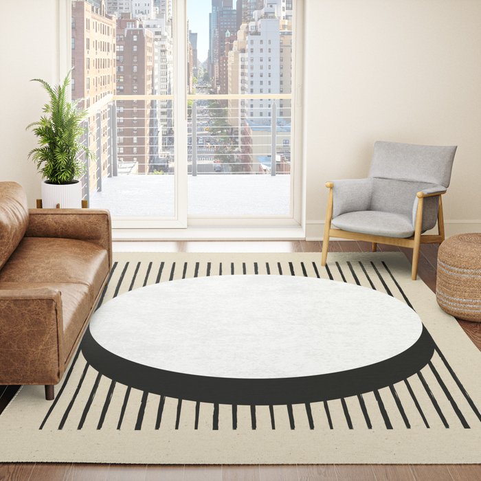 Circle black and white Stripes Rug Gallery Image 4