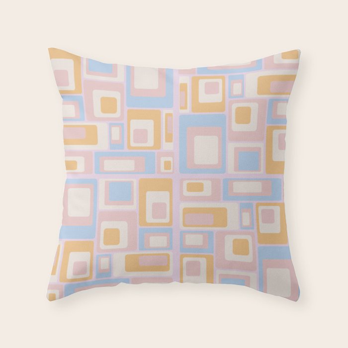 mid century mod squares pastel beach palette Throw Pillow Gallery Image 6