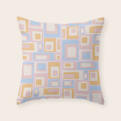 mid century mod squares pastel beach palette Throw Pillow Gallery Image 2