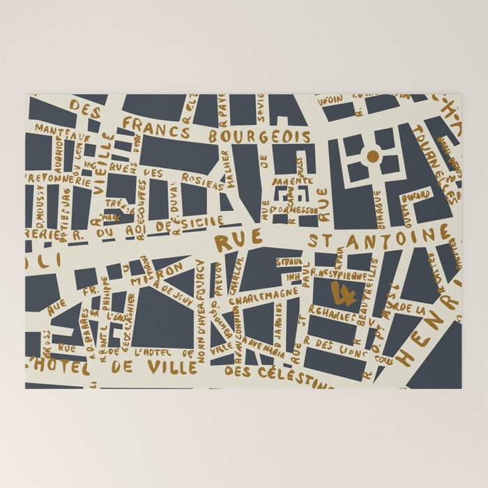 PARIS MAP GREY GOLD Welcome Mat Gallery Image 2