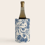 Chic Modern Vintage Ivory Navy Blue Floral Pattern Wine Chiller Gallery Image 1