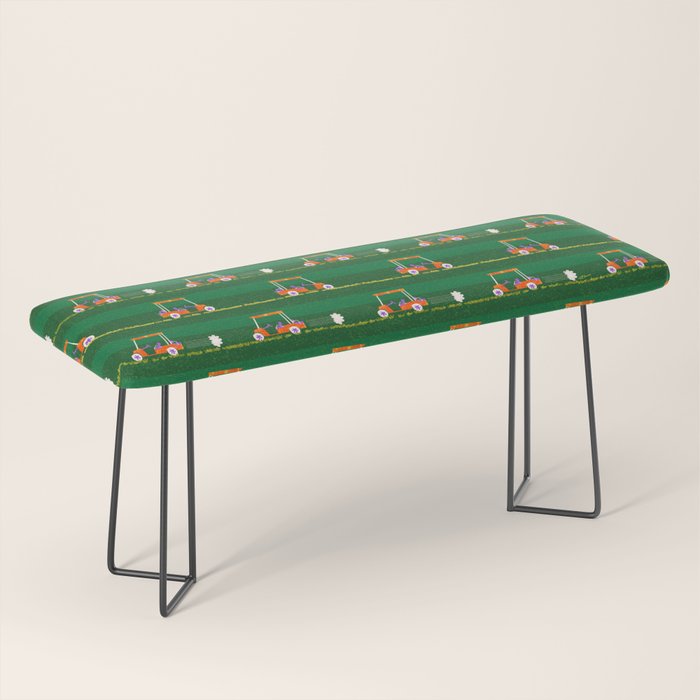 Retro Golf Cart Rides in Emerald Green & Orange Bench Gallery Image 1