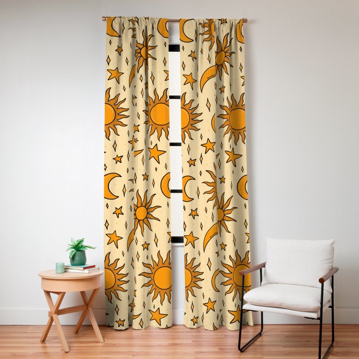 Vintage Sun and Star Print Window Curtain Gallery Image 4