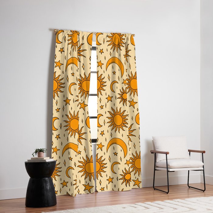 Vintage Sun and Star Print Window Curtain Gallery Image 6