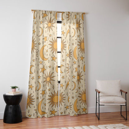Vintage Sun and Star Print Window Curtain Gallery Image 10