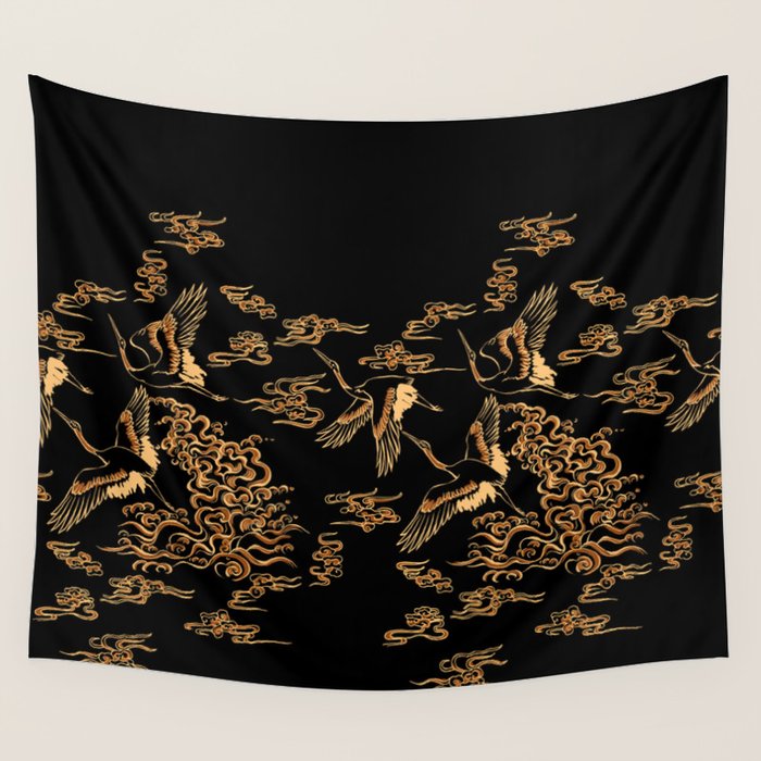 Crane and clouds Wall Tapestry Gallery Image 4