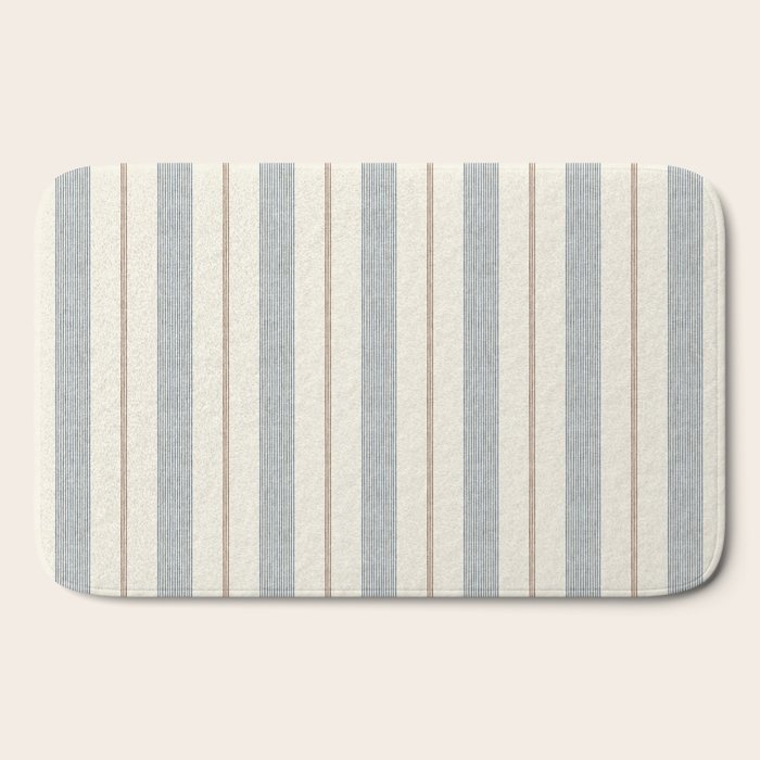 ivy stripes - blue, rust on cream Bath Mat Gallery Image 2