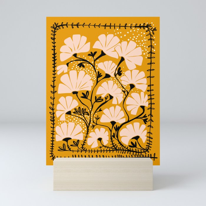 Ever blooming good vibes mustard yellow Mini Art Print Gallery Image 5