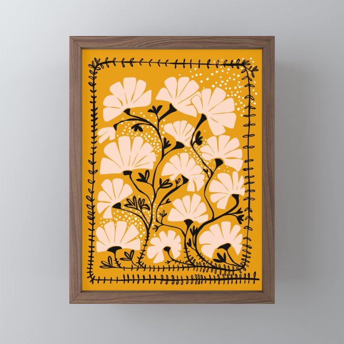 Ever blooming good vibes mustard yellow Mini Art Print Gallery Image 2