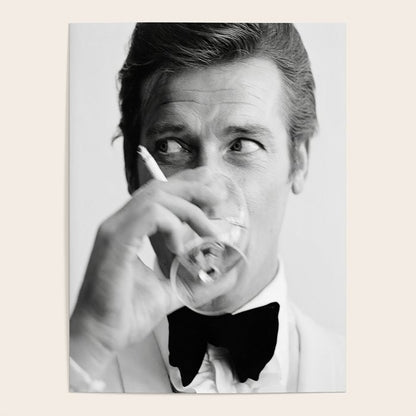Roger Moore with Martini Retro Vintage Art Poster Gallery Image 3