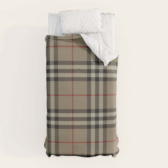 Luxury Beige Tartan Plaid Pattern Duvet Cover Gallery Image 5