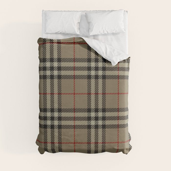 Luxury Beige Tartan Plaid Pattern Duvet Cover Gallery Image 3
