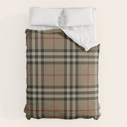 Luxury Beige Tartan Plaid Pattern Duvet Cover Gallery Image 1