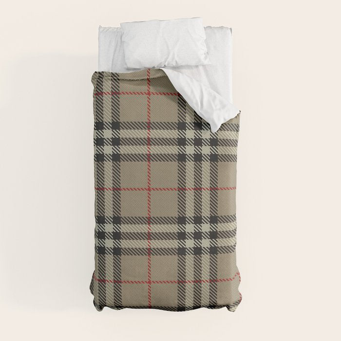 Luxury Beige Tartan Plaid Pattern Duvet Cover Gallery Image 4