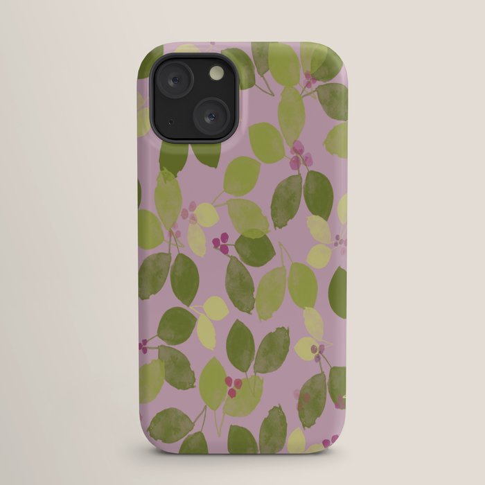 Summer Leaves and Berries on Pink iPhone Case Gallery Image 17