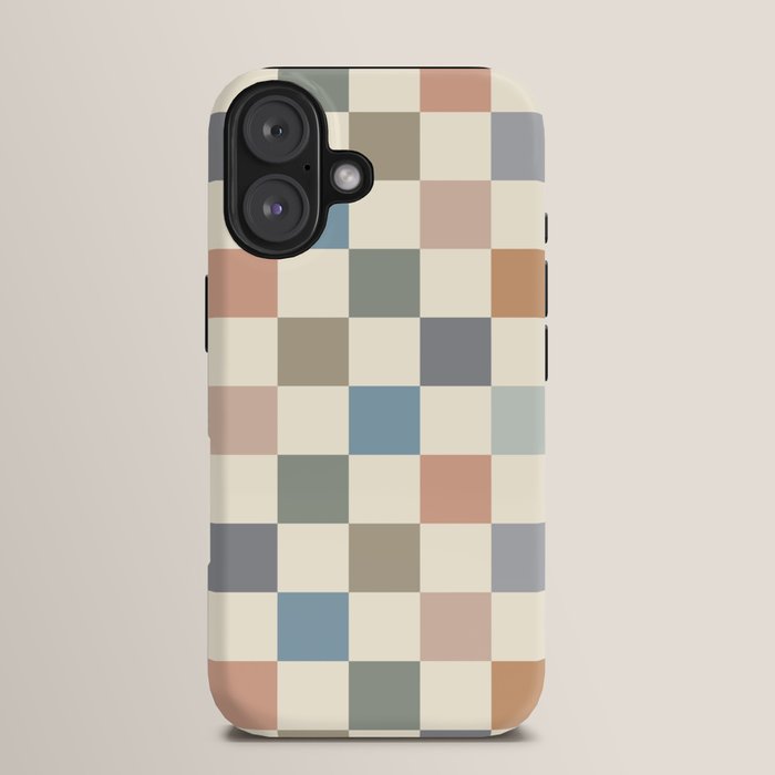 Blue & Beige Neutral Checker iPhone Case Gallery Image 13