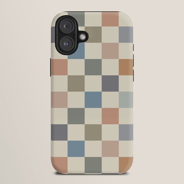Blue & Beige Neutral Checker iPhone Case Gallery Image 10