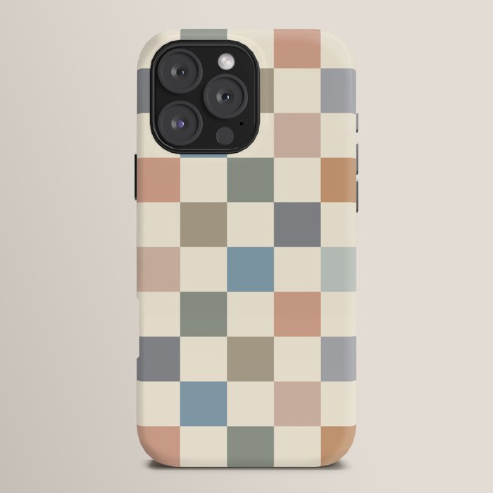 Blue & Beige Neutral Checker iPhone Case Gallery Image 16