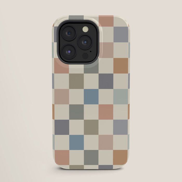 Blue & Beige Neutral Checker iPhone Case Gallery Image 27