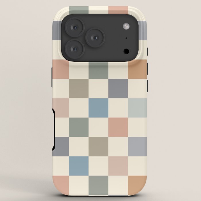 Blue & Beige Neutral Checker iPhone Case Gallery Image 7