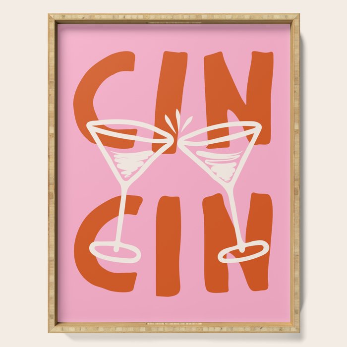 Cin Cin Cheers Martini Cocktail Print Serving Tray Gallery Image 1