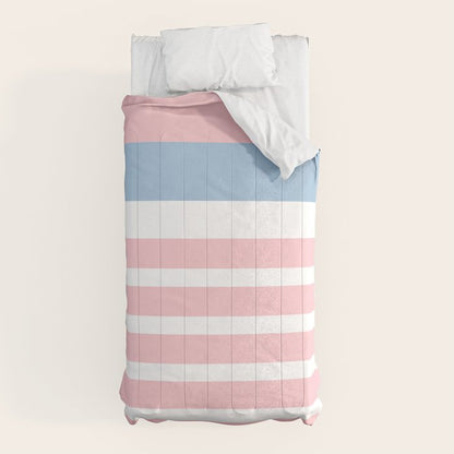 Pastel Pink Mixed Stripe Pattern with Light Blue and White Comforter Gallery Image 10