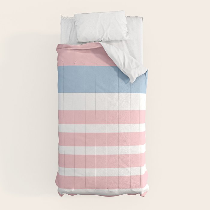 Pastel Pink Mixed Stripe Pattern with Light Blue and White Comforter Gallery Image 5