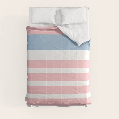 Pastel Pink Mixed Stripe Pattern with Light Blue and White Comforter Gallery Image 3