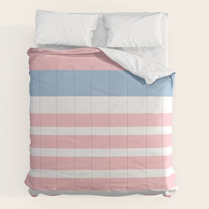 Pastel Pink Mixed Stripe Pattern with Light Blue and White Comforter Gallery Image 2