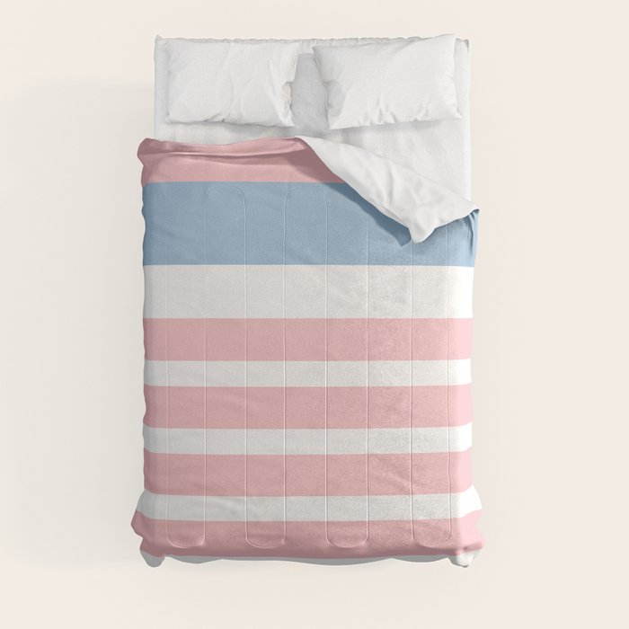 Pastel Pink Mixed Stripe Pattern with Light Blue and White Comforter Gallery Image 8