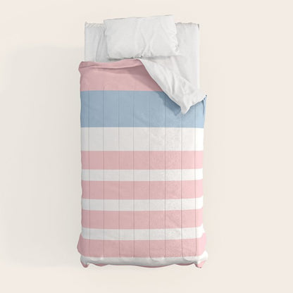 Pastel Pink Mixed Stripe Pattern with Light Blue and White Comforter Gallery Image 9