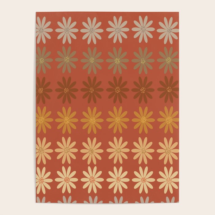 Ombre Abstract Daisies on Mandarin Orange Poster Gallery Image 4