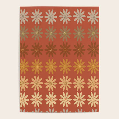 Ombre Abstract Daisies on Mandarin Orange Poster Gallery Image 4
