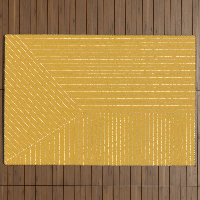 Lines (Mustard Yellow) Outdoor Rug Gallery Image 4