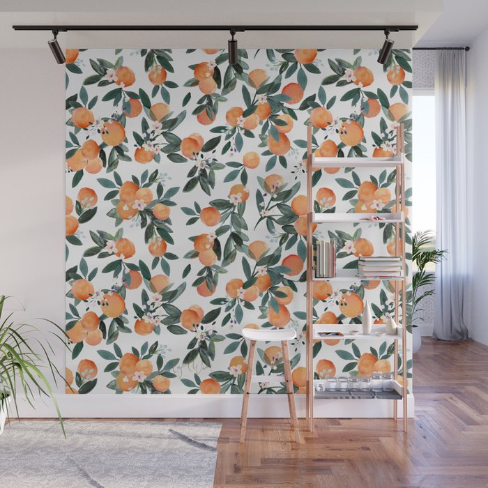 Dear Clementine - oranges on white Wall Mural Gallery Image 1