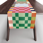 Retro 70s Colorful Patchwork Checkerboard Table Runner Gallery Image 1