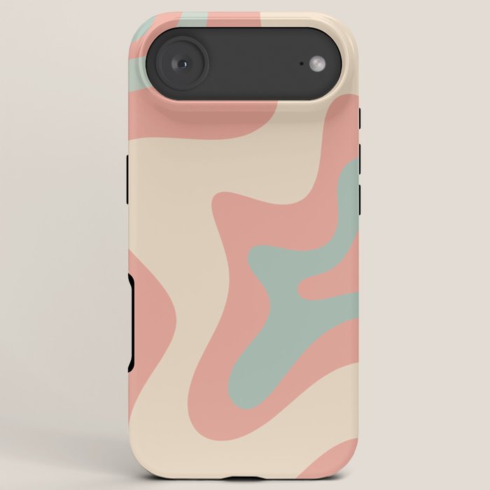 Retro Liquid Swirl Abstract Square Pattern in Pastel Blush Mint iPhone Case Gallery Image 6