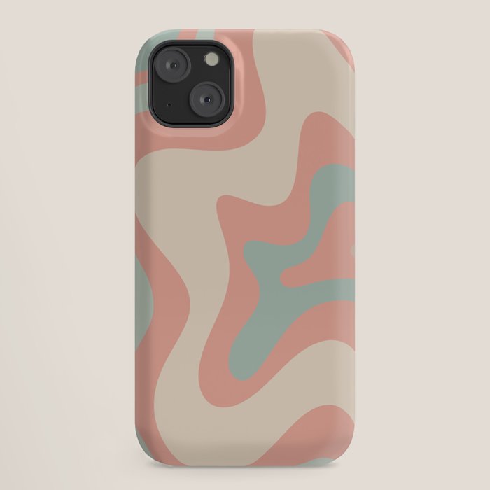 Retro Liquid Swirl Abstract Square Pattern in Pastel Blush Mint iPhone Case Gallery Image 18