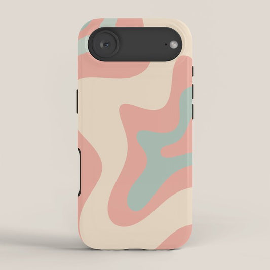 Retro Liquid Swirl Abstract Square Pattern in Pastel Blush Mint iPhone Case Gallery Image 2