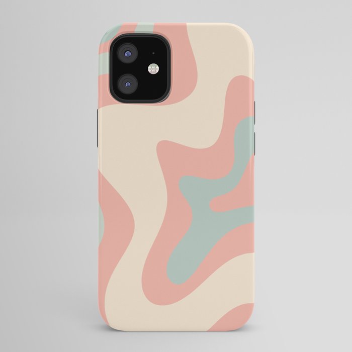 Retro Liquid Swirl Abstract Square Pattern in Pastel Blush Mint iPhone Case Gallery Image 42