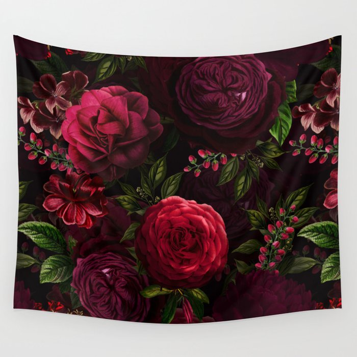 Vintage & Shabby Chic - Vintage & Shabby Chic - Mystical Night Roses Wall Tapestry Gallery Image 1