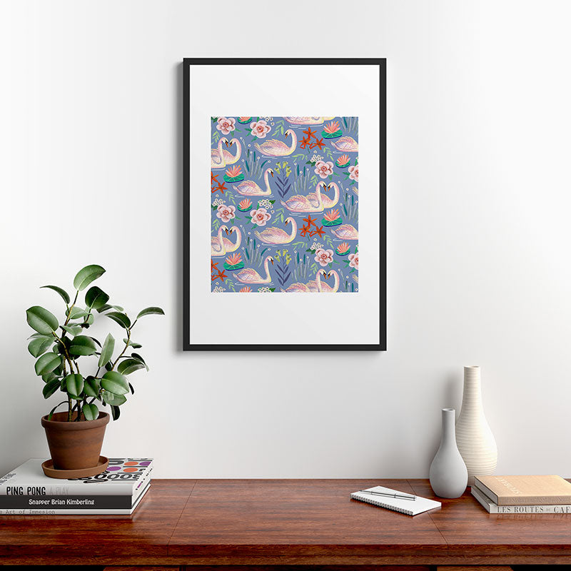 Swan Pattern Framed Art Print Gallery Image 8