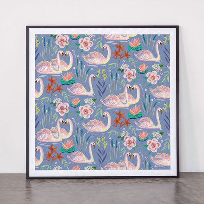 Swan Pattern Framed Art Print Gallery Image 11