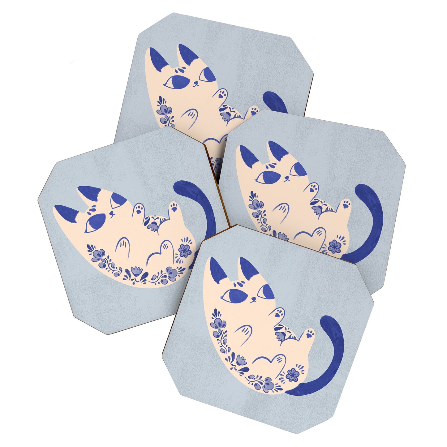 Purrcelin Cat Butt - Charming Delft Pottery Kitty Coaster Gallery Image 1