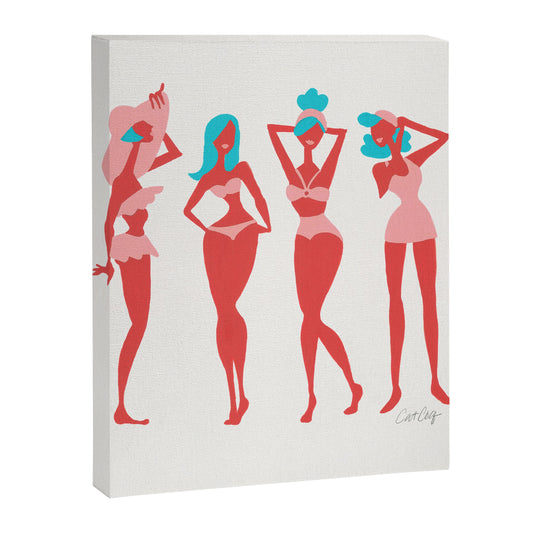 Beach Bombshells - Cyan & Coral Palette Canvas Print Gallery Image 2
